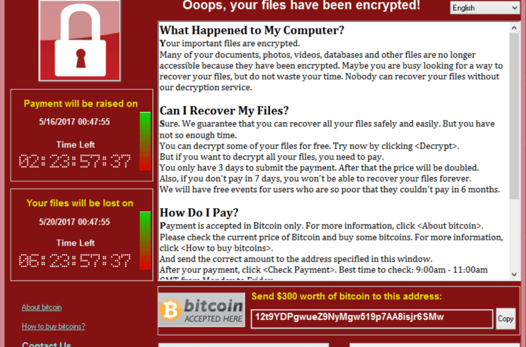 WannaCry Decryption Screen