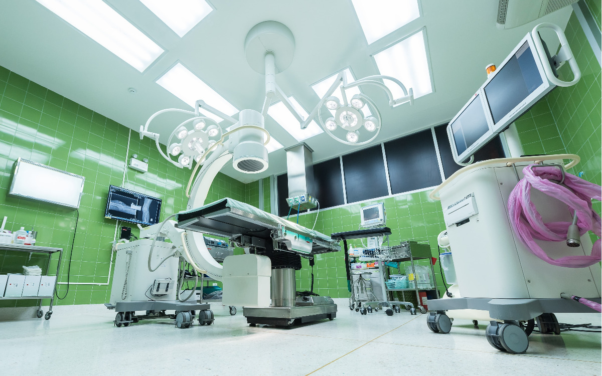 Operating room with medical equipment
