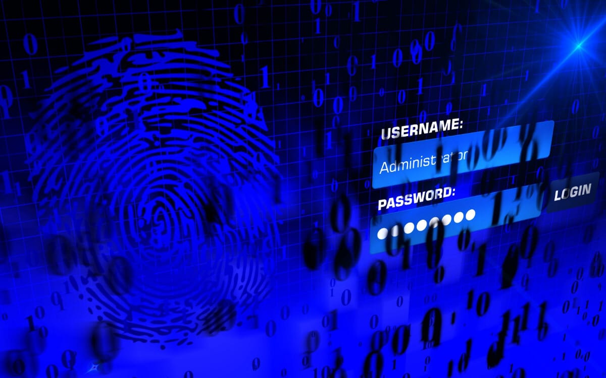 Digital thumb print with username and password box