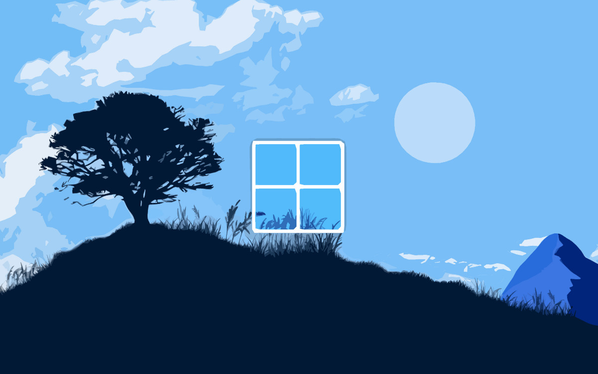 Windows logo on nature backdrop to represent Windows 11 S mode.